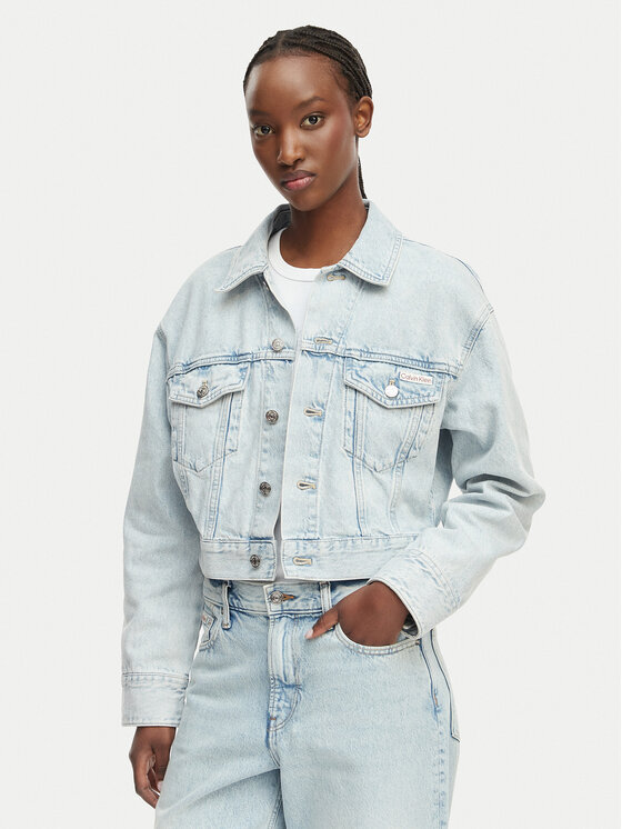 Calvin Klein Jeans Kurtka jeansowa LV047F680G Niebieski Cropped Fit