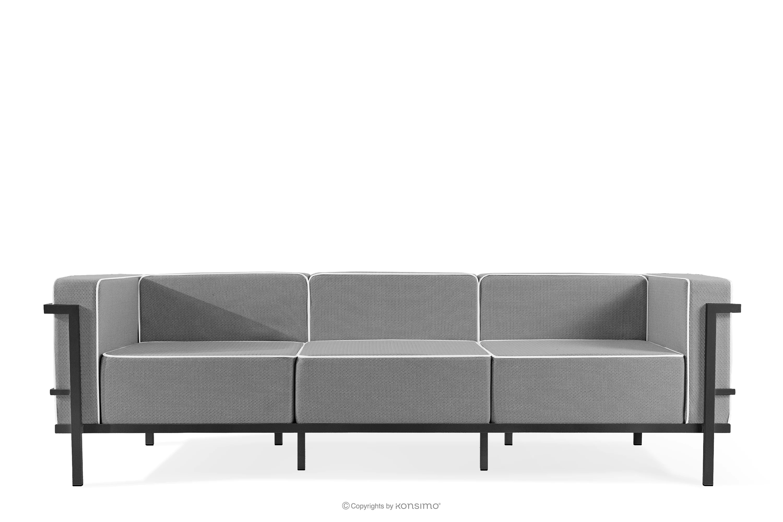 Nowoczesna sofa ogrodowa 3 na metalowych nóżkach ciemny szary/czarny/biały TRIGLO
