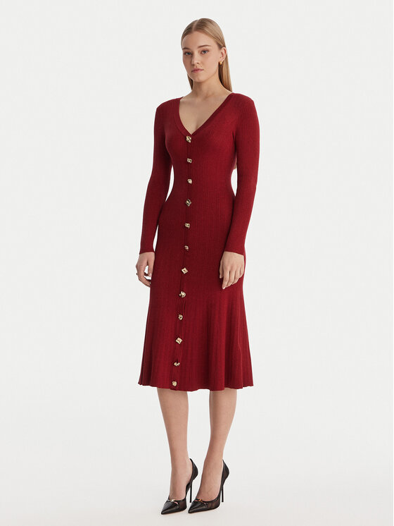 Guess Sukienka dzianinowa W6RK02 Z3700 Czerwony Regular Fit
