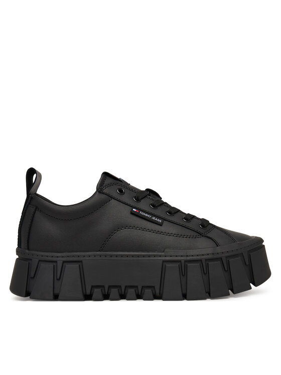 Tommy Jeans Sneakersy Tjw Vulc Flatform Leather EN0EN03008 Czarny