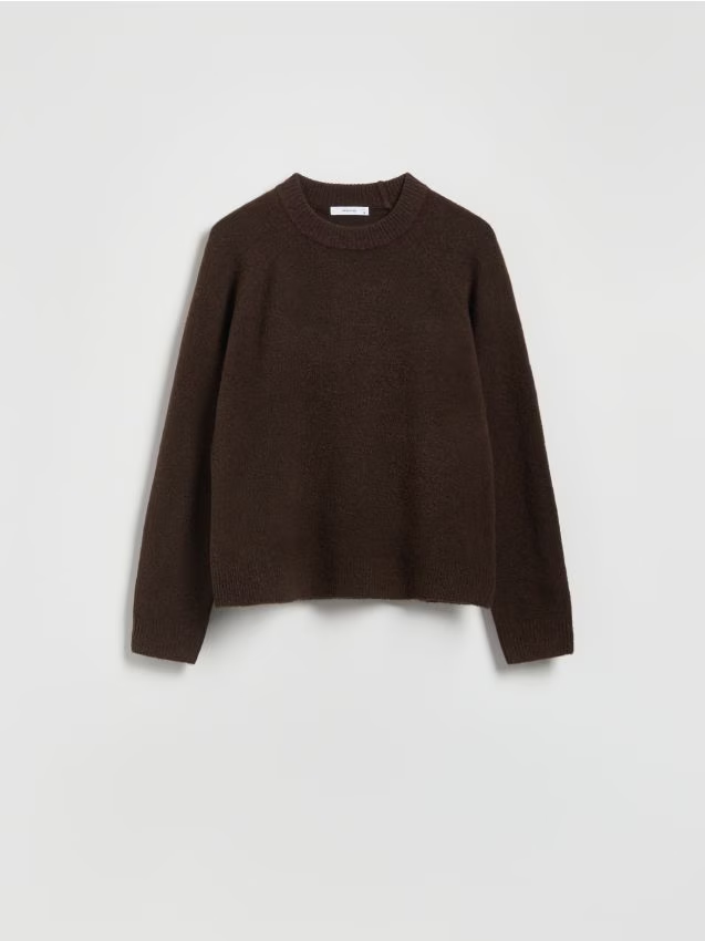 Reserved - Sweter z domieszką wełny - ciemnobrązowy