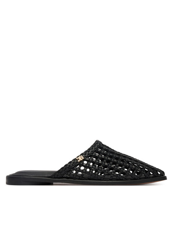 Tommy Hilfiger Klapki Hilfiger Leather Mix Flat Mule FW0FW09280 Czarny