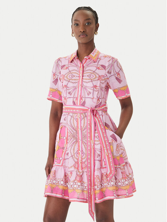 Hale Bob Sukienka letnia with linen Aula 61SG670A Różowy Regular Fit