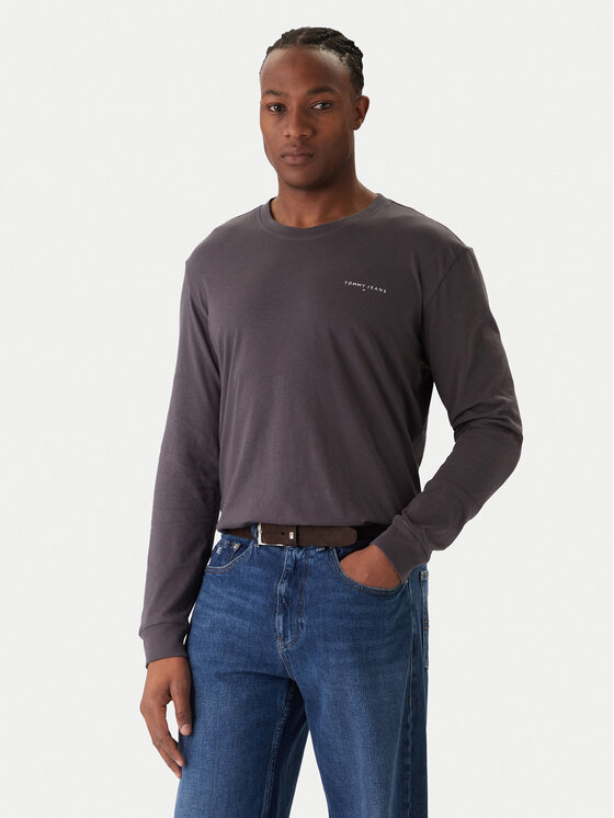 Tommy Jeans Longsleeve Chest Linear DM0DM21594 Szary ciemny Regular Fit