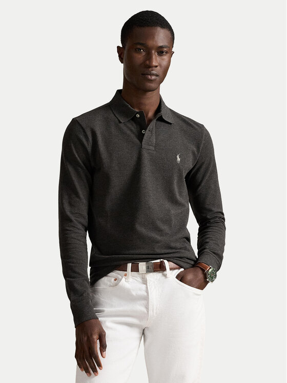 Polo Ralph Lauren Polo 710680790147 Szary jasny Custom Slim Fit