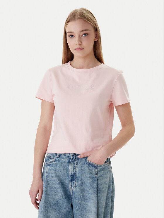 Guess T-Shirt V3BI11 J1314 Różowy Regular Fit