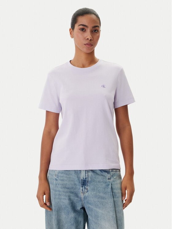 Calvin Klein Jeans T-Shirt Monogram LV047B224G Fioletowy Regular Fit
