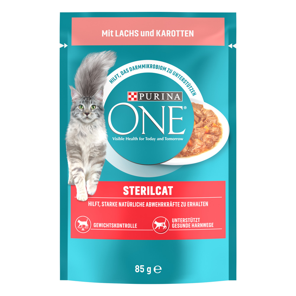25% taniej! Purina One, karma mokra dla kota, 52 x 85 g - SterilCat, łosoś z marchewką