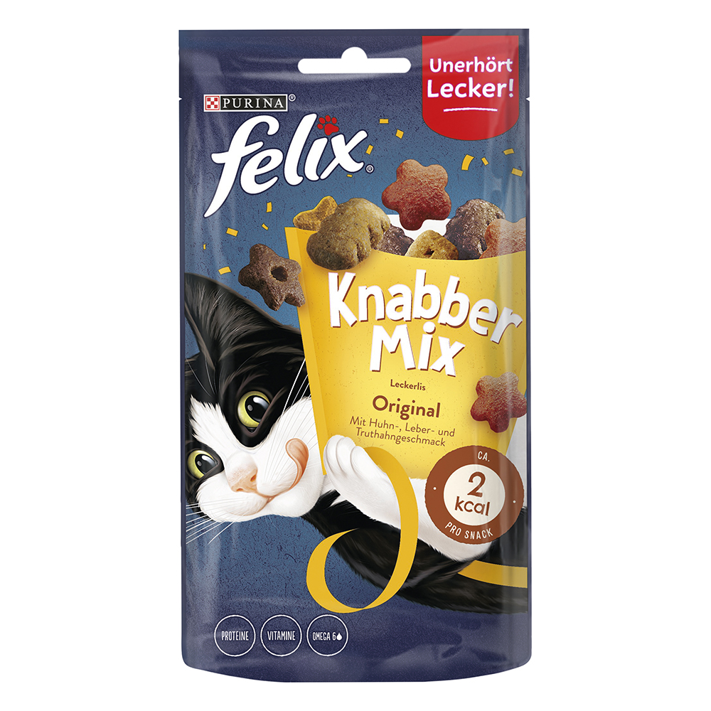 3 + 1 gratis! Felix, przysmaki dla kota, różne rodzaje - KnabberMix, Original, 4 x 60 g