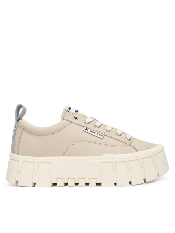 Tommy Jeans Sneakersy Tjw Vulc Flatform Leather EN0EN03008 Beżowy