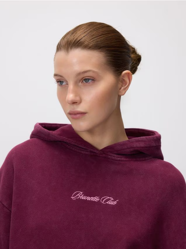 Reserved - Bawełniana bluza z napisem - ciemnofioletowy