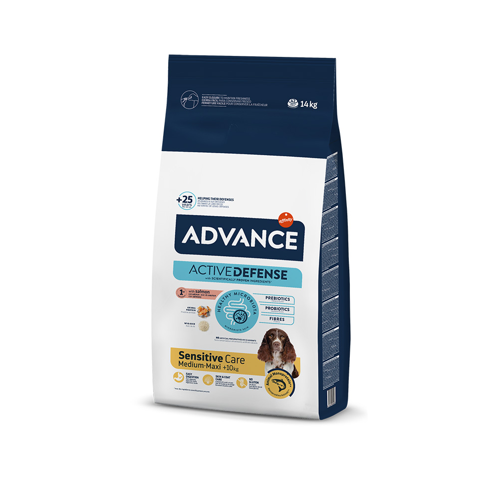 Kilogramy gratis! Advance, karma sucha dla psa, różne rodzaje - Sensitive Adult, łosoś i ryż, 14 kg (12 + 2 kg gratis!)