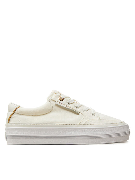 Tommy Hilfiger Sneakersy Essential Vulc Textile Sneaker FW0FW08323 Écru