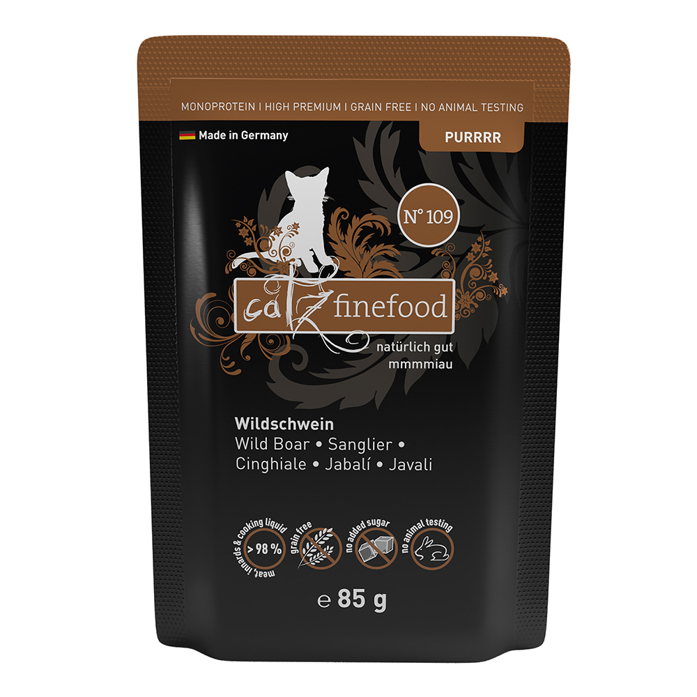 Korzystny pakiet catz finefood Purrrr w saszetkach, 16 x 85 g - No. 109, dzik