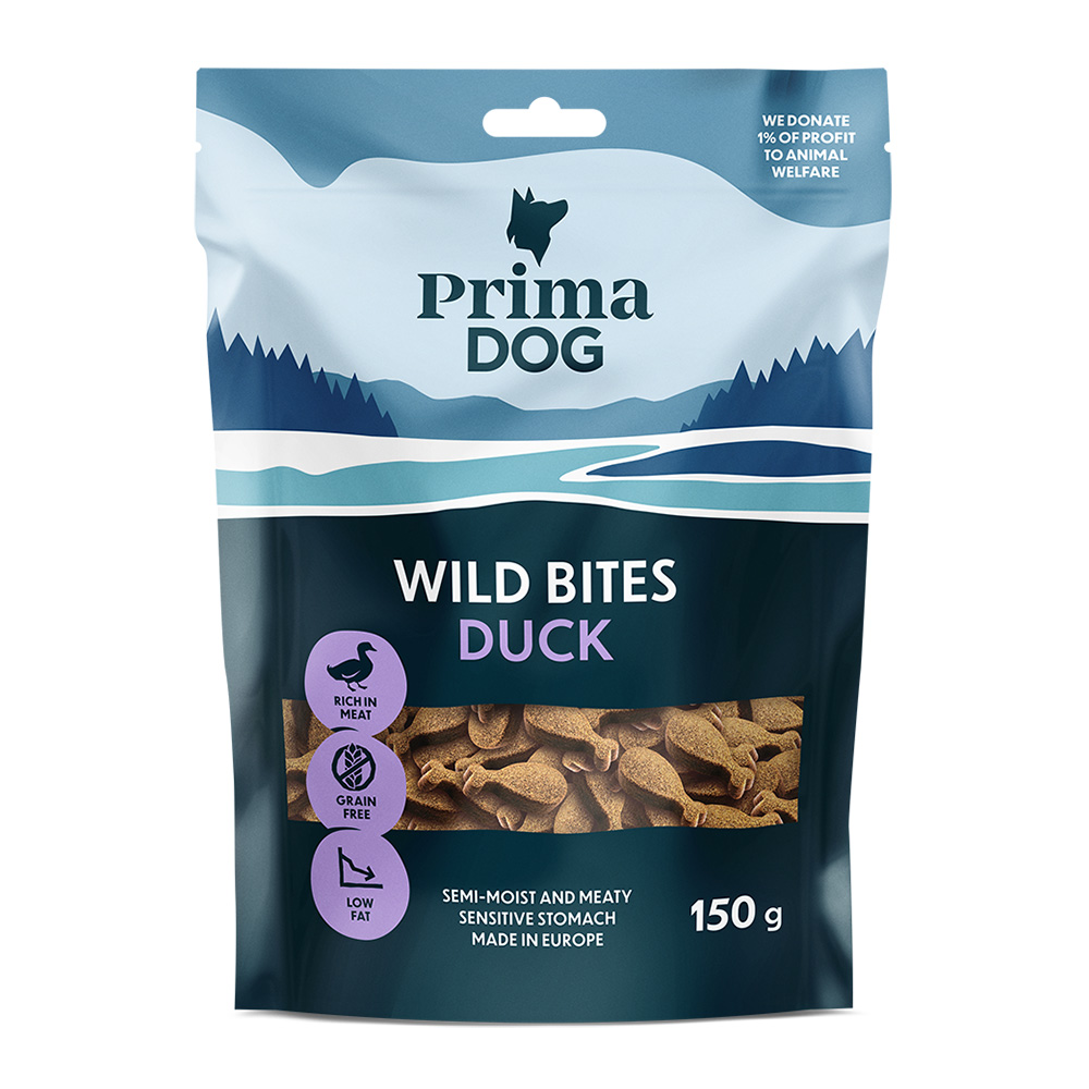PrimaDog Wild Bites Soft Snack - Kaczka i jeżówka, 150 g miniaturka
