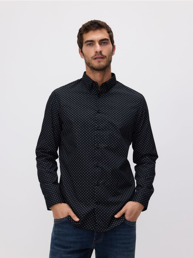 Reserved - Koszula slim fit z bawełną - czarny