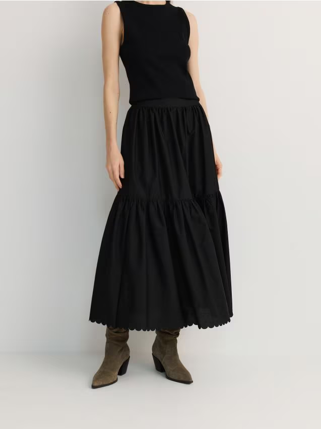 Reserved - Spódnica maxi z bawełną - czarny