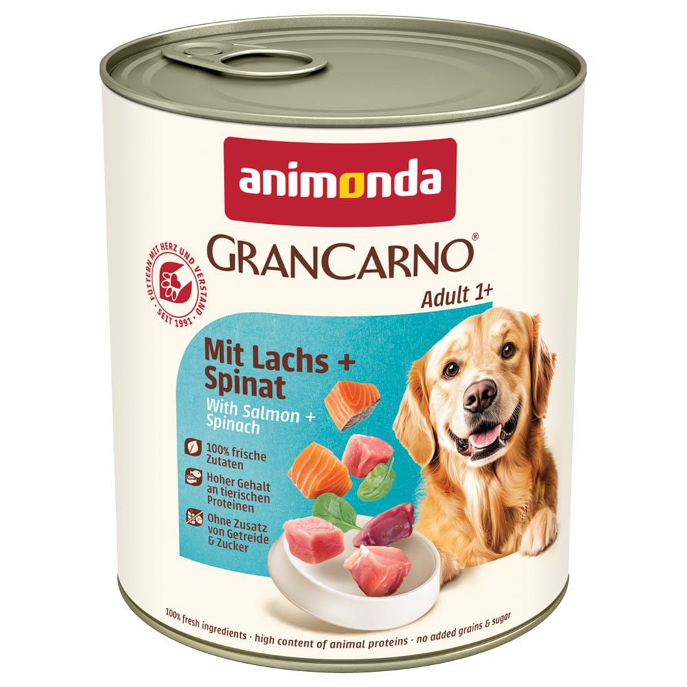 Megapakiet animonda GranCarno Original Adult, 24 x 800 g - Łosoś ze szpinakiem