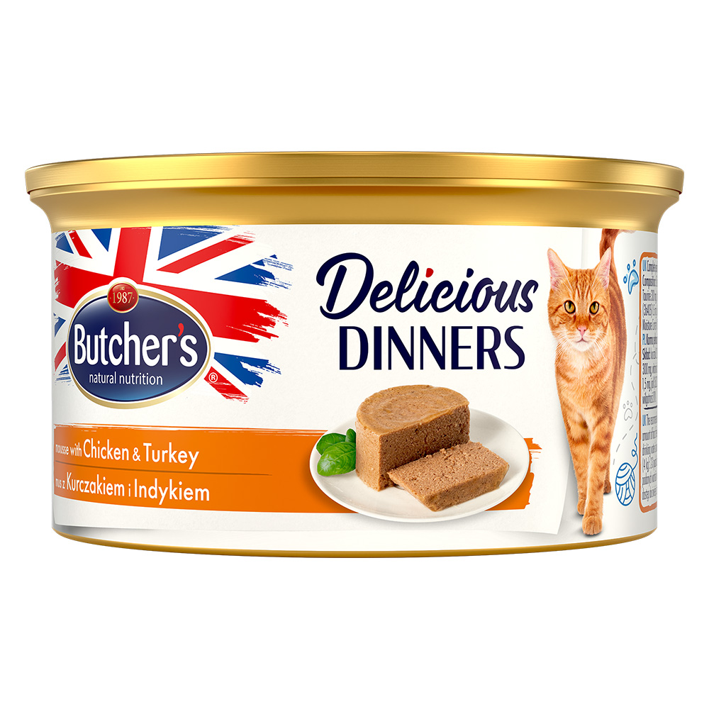 Megapakiet Butcher's Delicious Dinners, 48 x 85 g - Kurczak i indyk