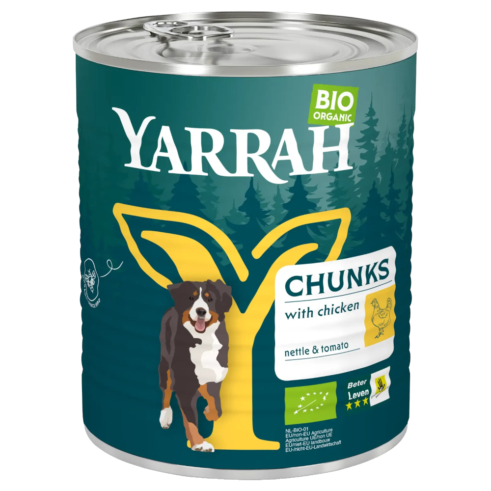 Yarrah Bio kawałki biokurczaka z biopokrzywą i biopomidorami  - 6 x 820 g