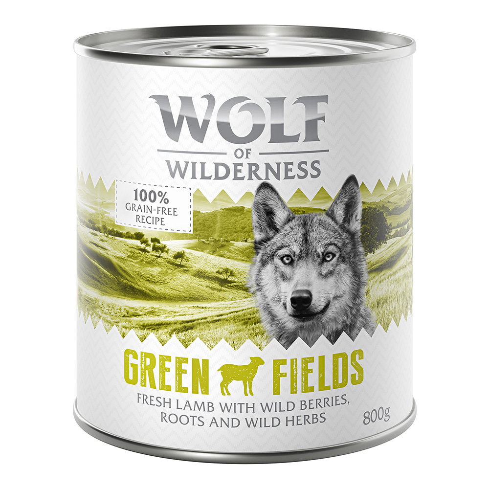 Wolf of Wilderness Monoprotein Adult, 6 x 800 g - Green Fields, jagnięcina