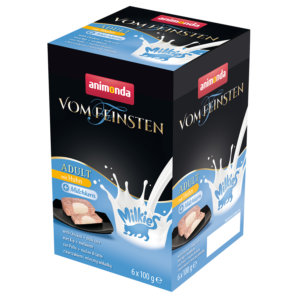 animonda Vom Feinsten Adult Milkies, 6 x 100 g - Kurczak i nadzienie mleczne