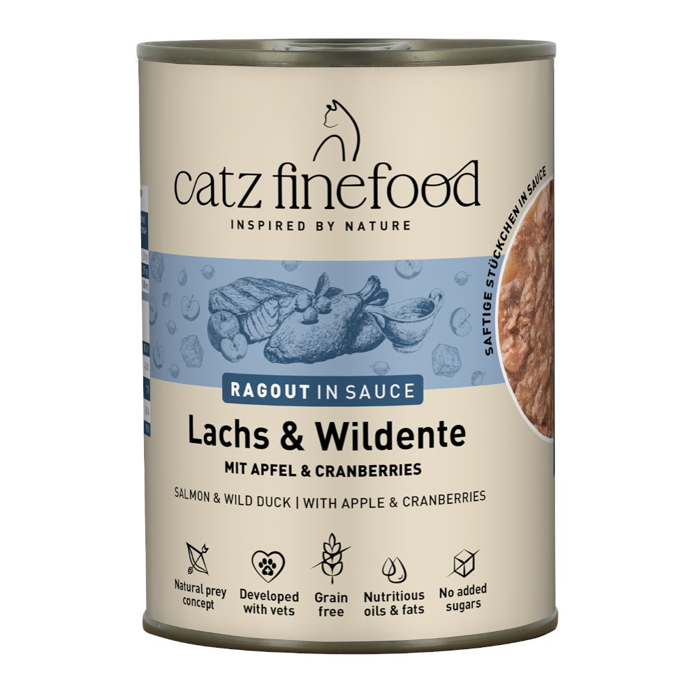Pakiet catz finefood Ragout, 24 x 380 g - Łosoś z dziką kaczką