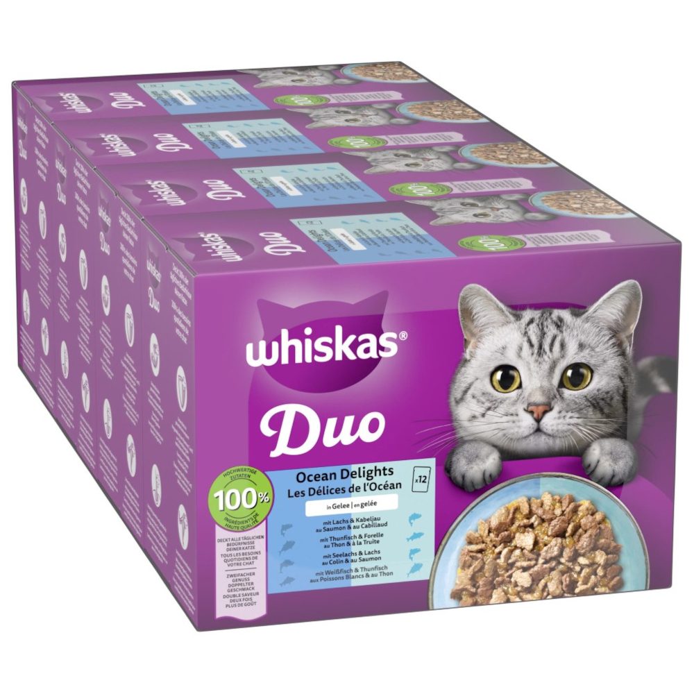 Megapakiet WHISKAS DUO, saszetki, 96 x 85 g - Ocean Delights w galarecie