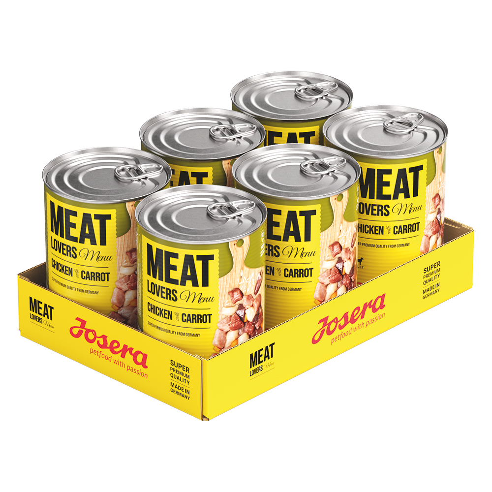 Megapakiet Josera Meatlovers Menu, 12 x 400 g - Kurczak i marchew (stara szata graficzna)