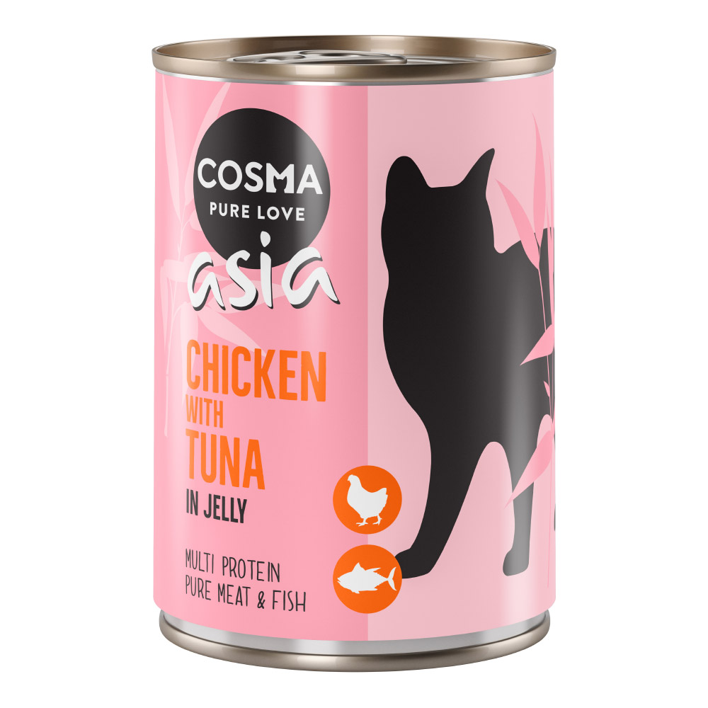 Pakiet Cosma Asia, w galarecie, 12 x 400 g - Kurczak z tuńczykiem