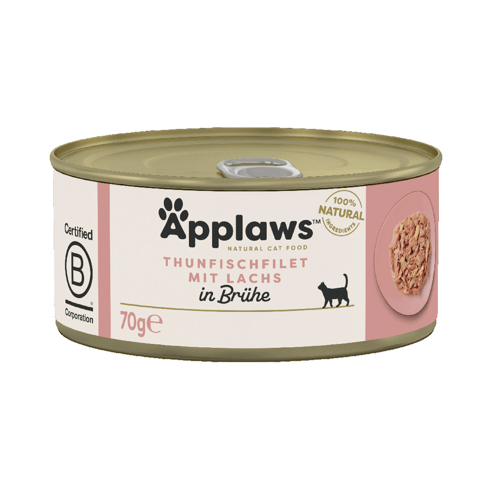 Applaws w bulionie, 6 x 70 g - Filet z tuńczyka i łosoś