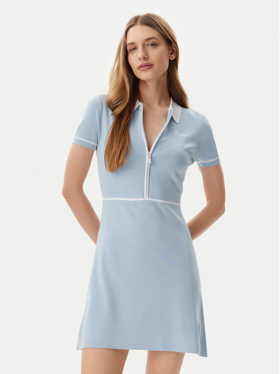 Guess Sukienka dzianinowa V5GK00 Z3D60 Błękitny Regular Fit