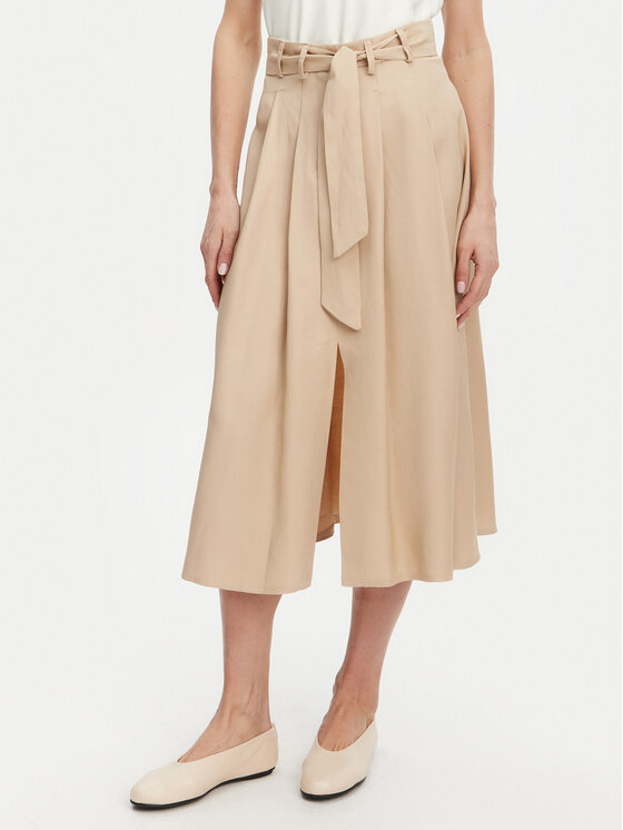KAOS Spódnica midi RP1CO037 Beżowy Regular Fit