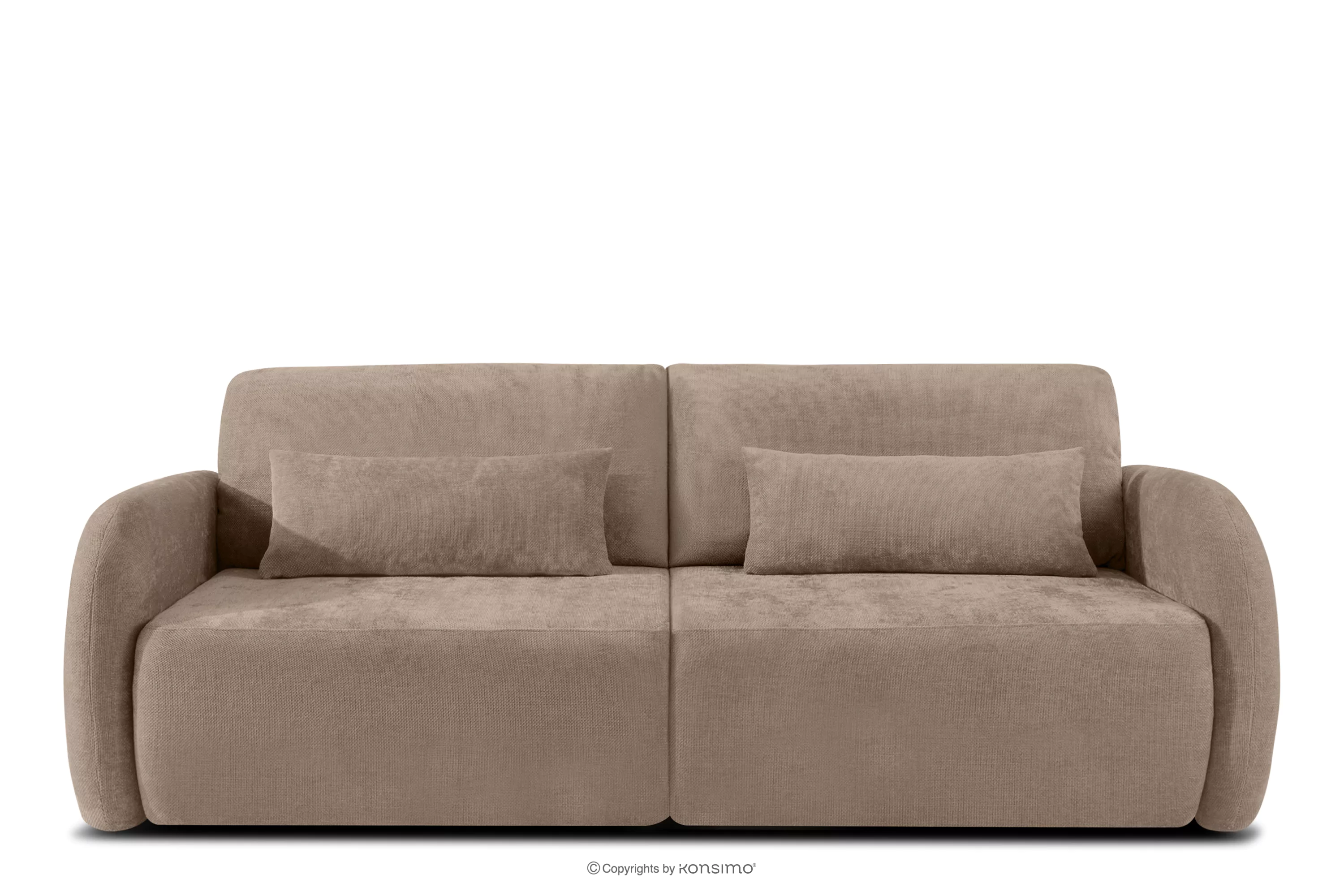 Sofa trzyosobowa zaokrąglony kształt w tkaninie plecionej ciemny beżowy CALICO