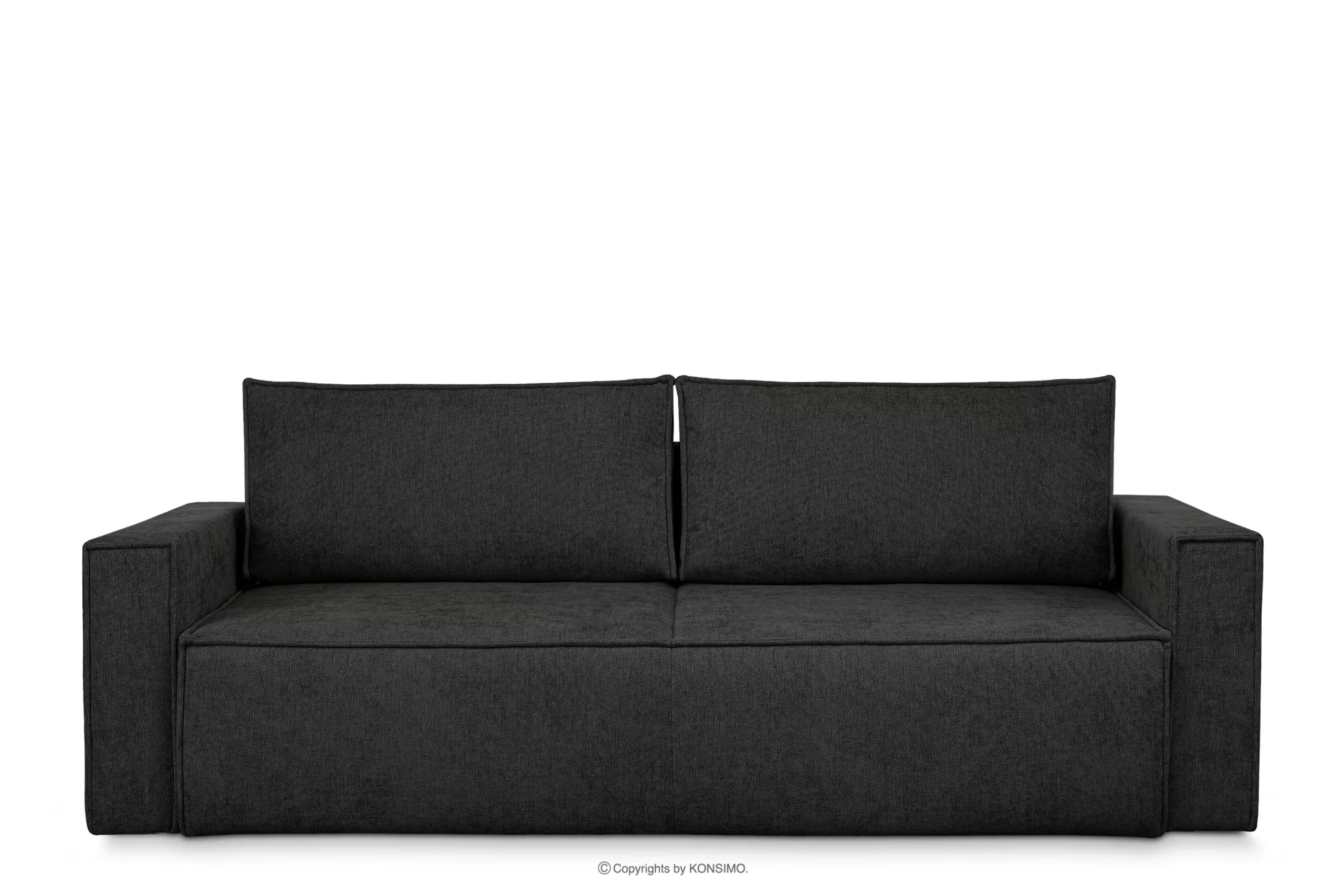 Sofa 3 z funkcją spania w tkaninie plecionej antracytowy NAPI II