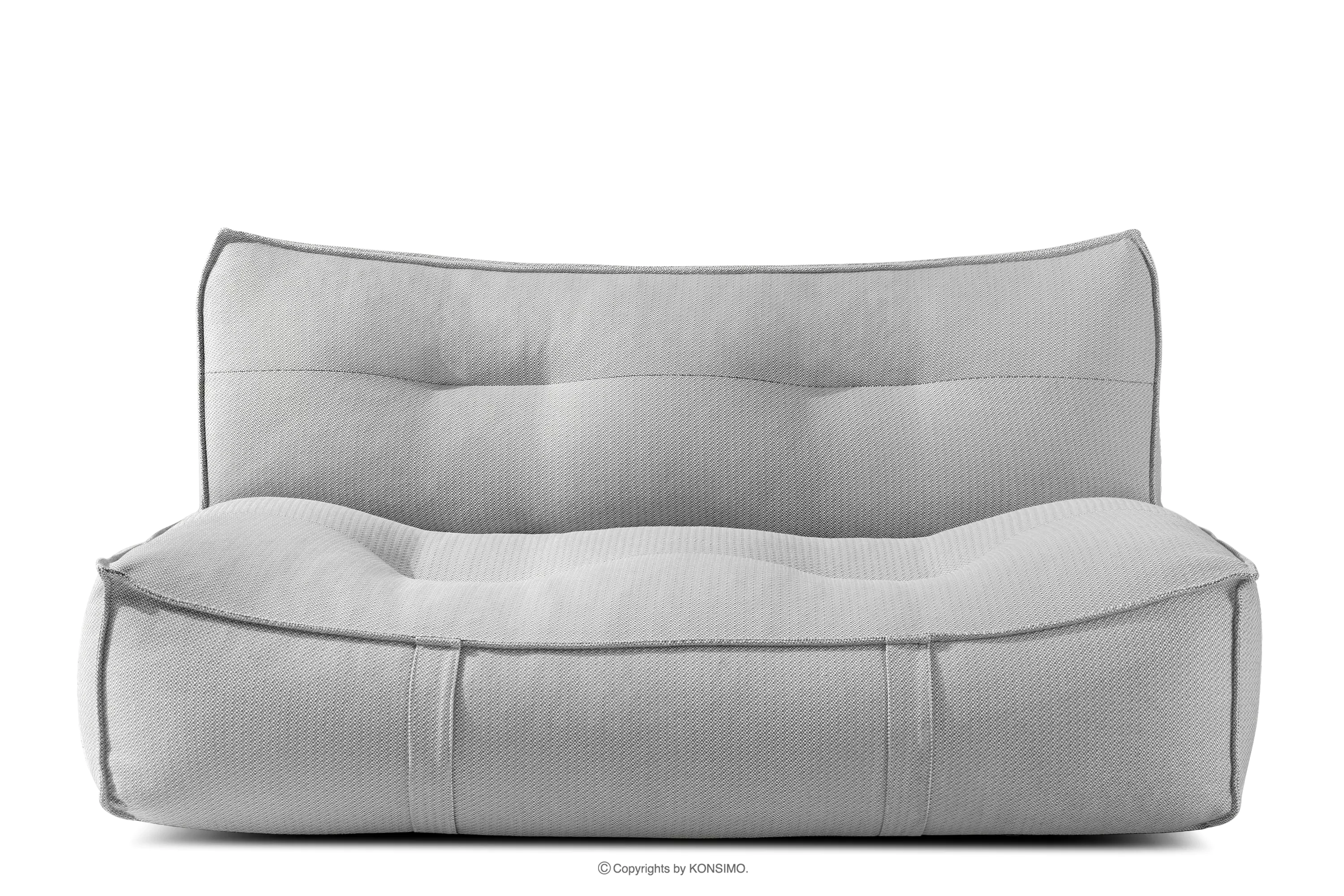Miękka sofa ogrodowa w tkaninie plecionej outdoorowej ciemny szary/biały LOVIA
