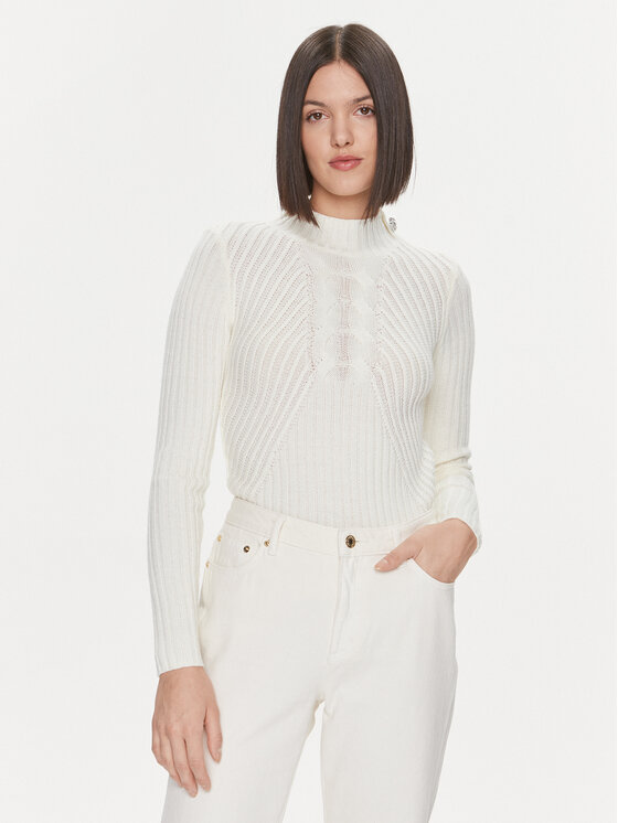 Liu Jo Sweter MF3223 MA95M Écru Slim Fit