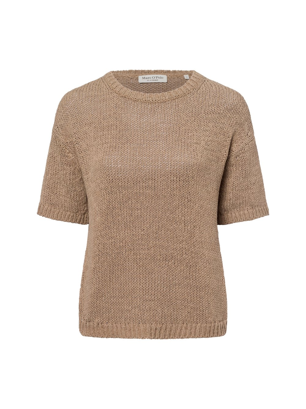 Marc O'Polo Damski sweter z dzianiny z krótkim rękawem Kobiety brązowy, XS