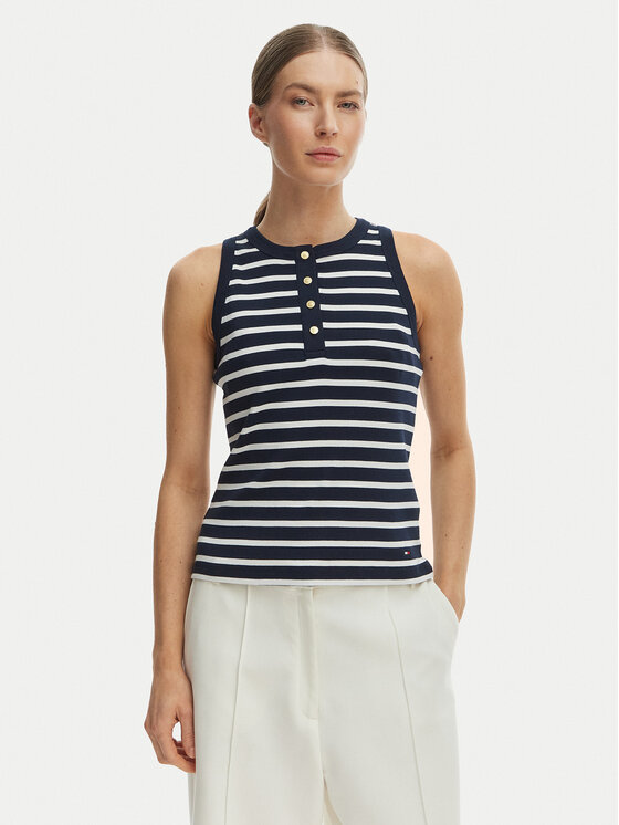 Tommy Hilfiger Top WW0WW49251 Granatowy Slim Fit
