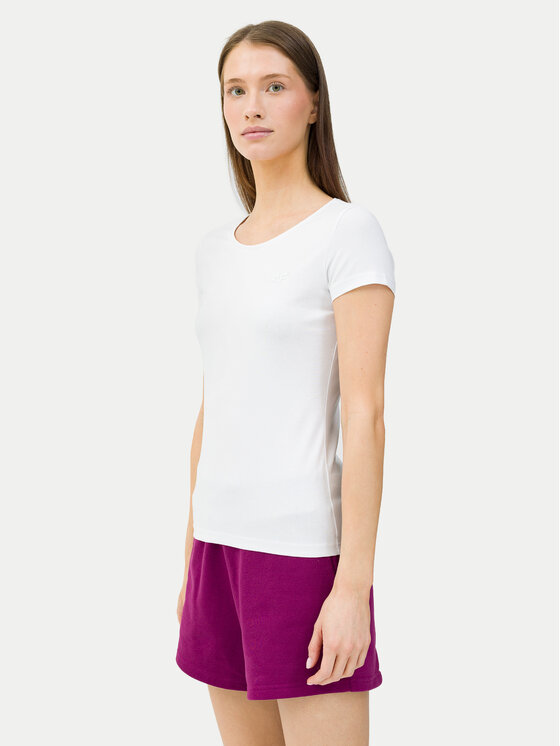 4F T-Shirt 4FWSS24TTSHF1161 Biały Slim Fit