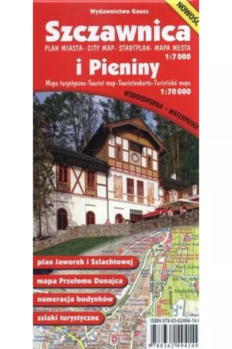 Szczawnica. Plan miasta 1:7 000 i Pieniny. Mapa turystyczna 1:70 000 miniaturka
