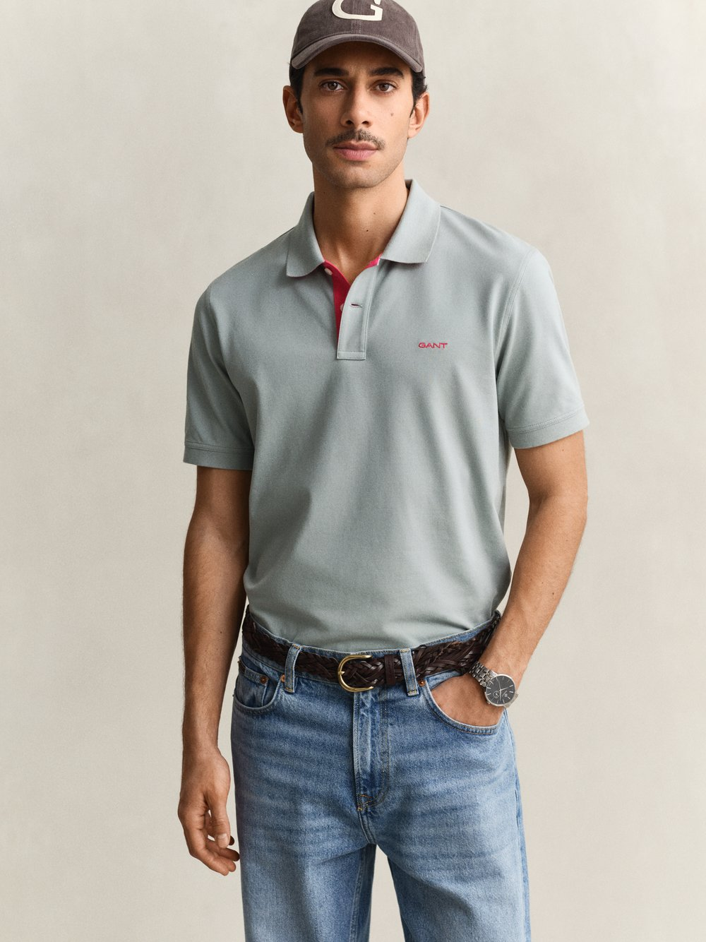 Gant Męska koszulka polo Mężczyźni Bawełna zielony, XL