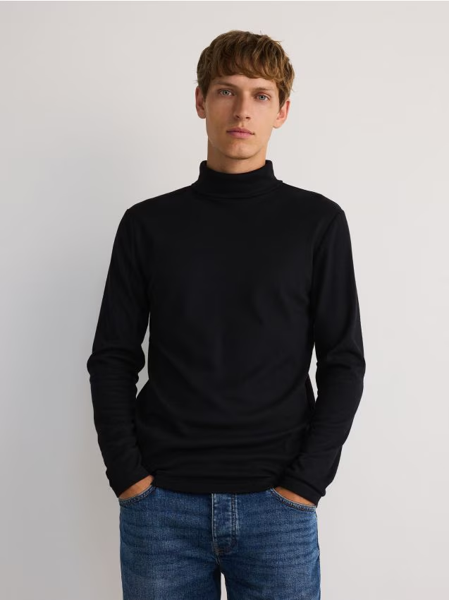 Reserved - Longsleeve z golfem - czarny