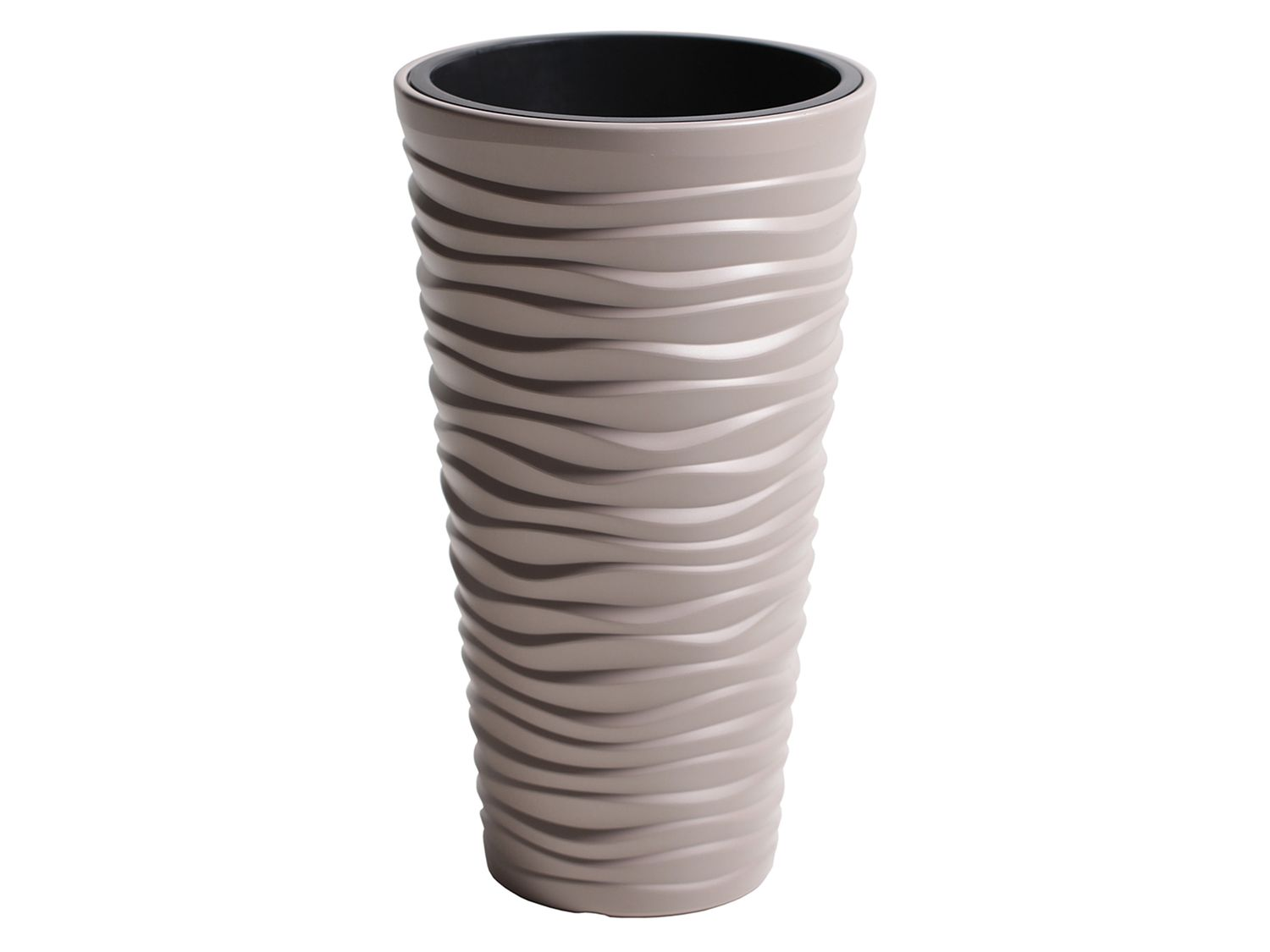 Prosperplast Doniczka Sand Slim, wyjmowany wkład, z poziomymi falami (30 x 52 x 30 cm (szer. x wys. x gł.), Mocca)
