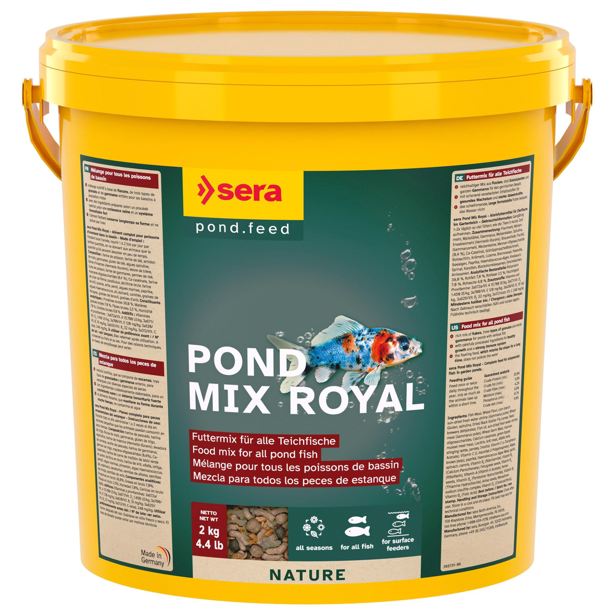 Sera Pond Mix Royal Nature, pokarm dla rybek stawowych - 10 l