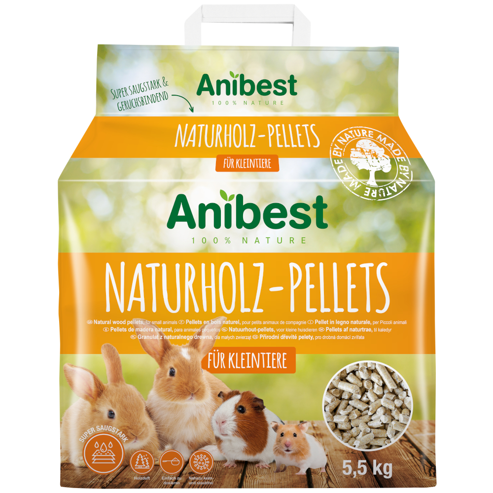Anibest Naturholz Pellets, podłoże dla małych zwierząt - 10 l (5,5 kg) miniaturka
