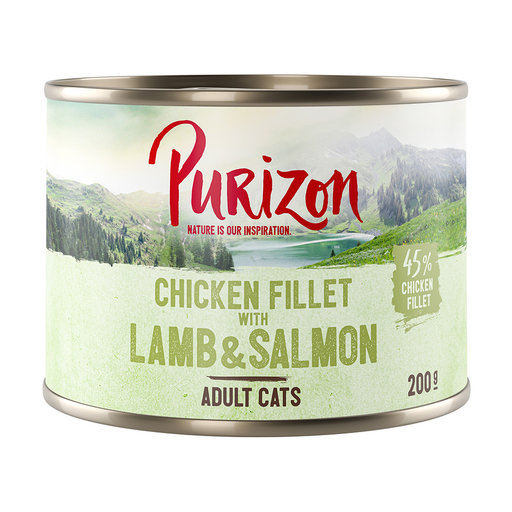 Purizon Original, 12 x 200 g, bez zbóż - Adult: Filet z kurczaka z łososiem i jagnięciną