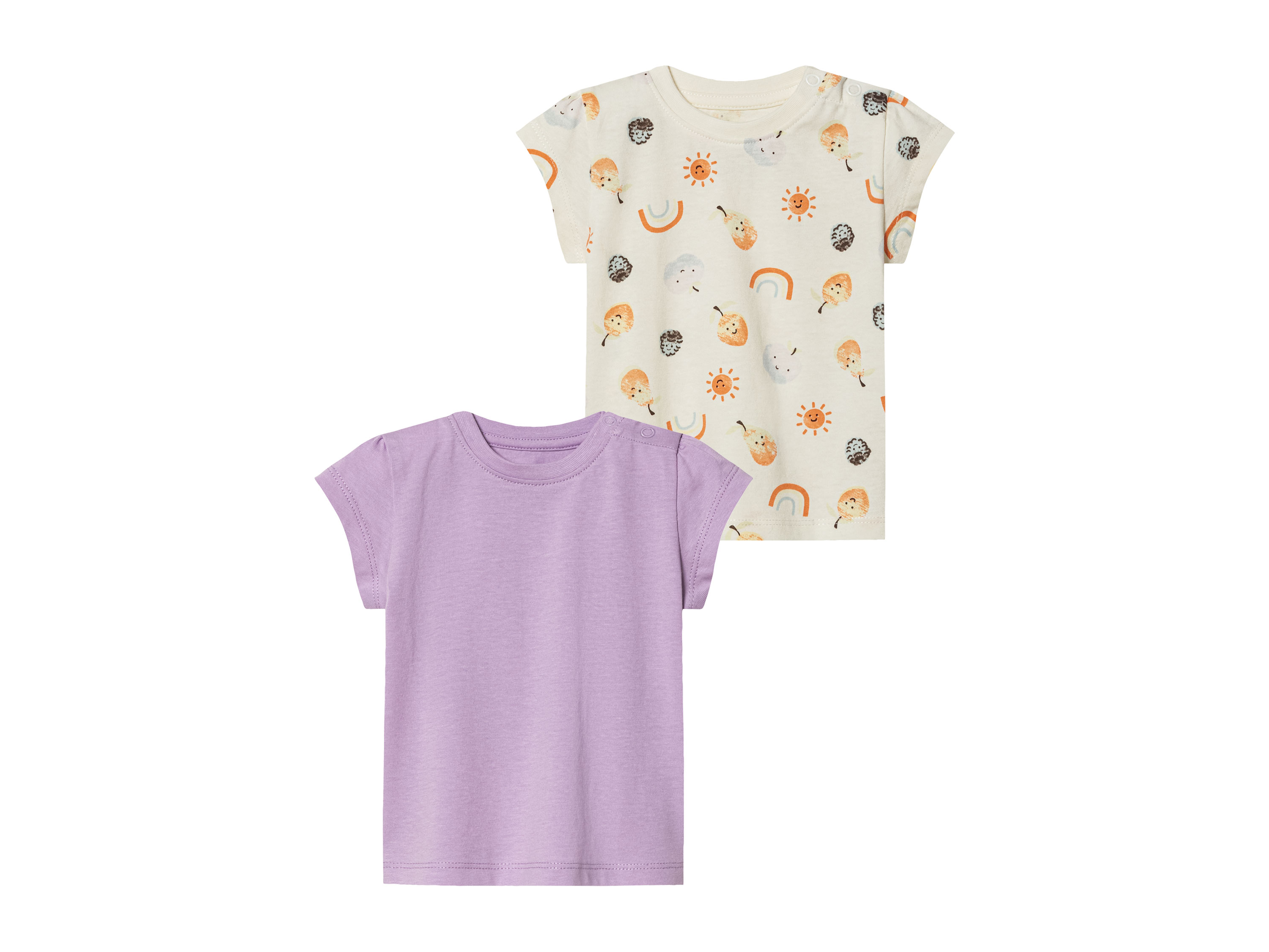 lupilu® T-shirty niemowlęce z bawełny organicznej, 2 sztuki (62/68, Fioletowy/biały)
