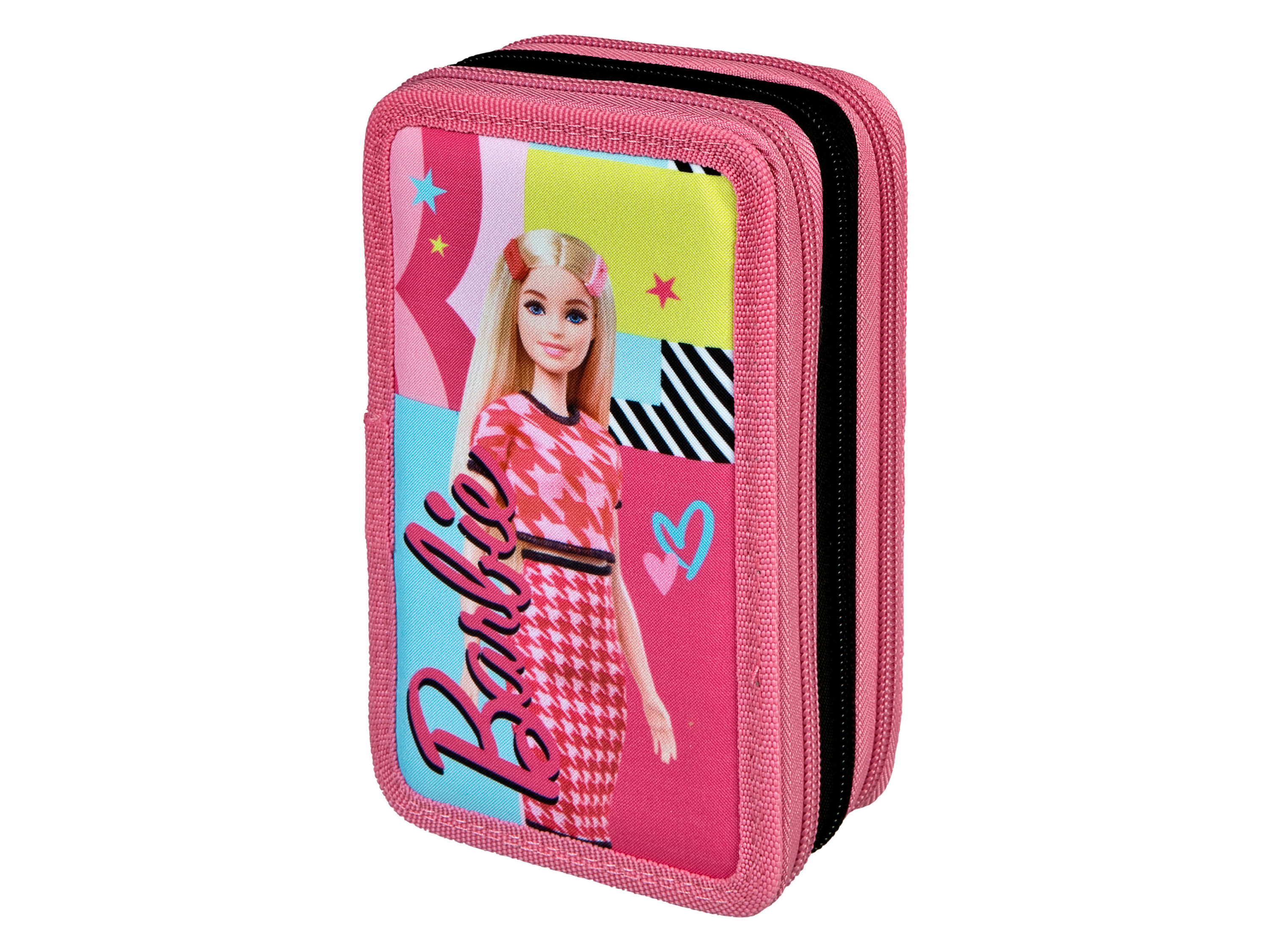 Barbie Potrójny piórnik z wyposażeniem (Różowy) miniaturka