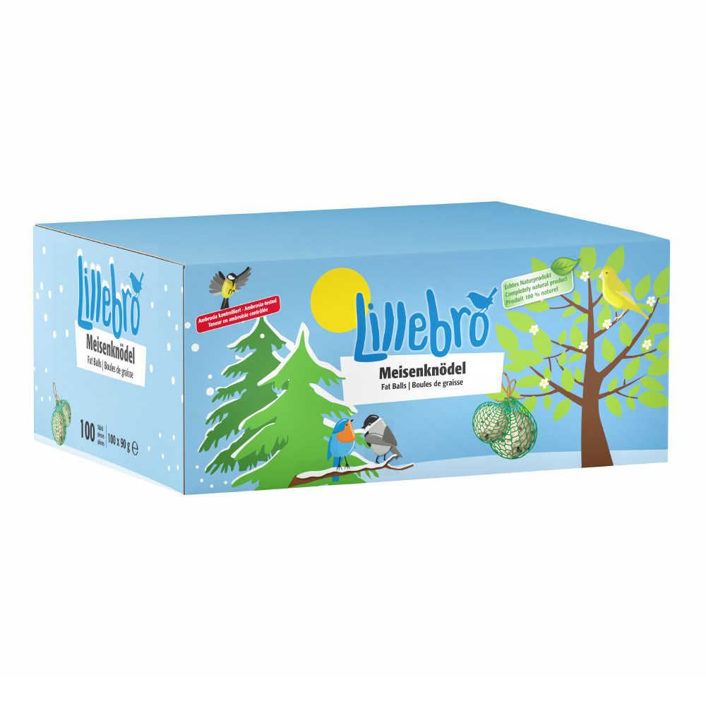 Lillebro Kule dla dzikich ptaków, 100 sztuk w kartonie - 100 x 90 g (z siatką)